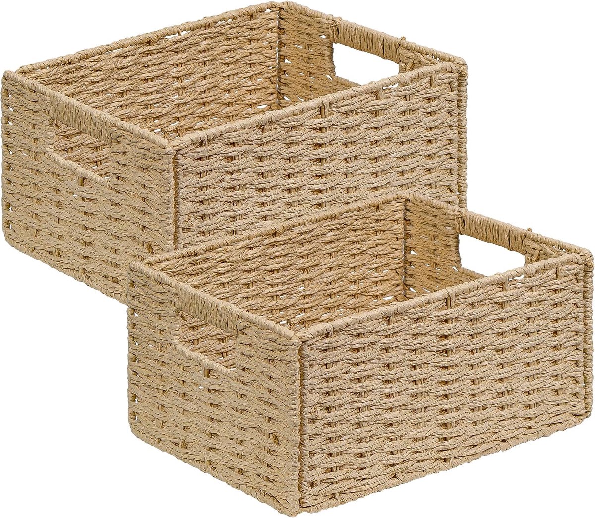 Opvouwbare Mand Gemaakt Van, Kallax Plankenmand 30X15X12 Cm, Decoratieve Handgemaakte Vlechtmand Voor Wc-Papier Badkamer Woonkamer Slaapkamer (2 waterhyacintenpapier opbergmand M)