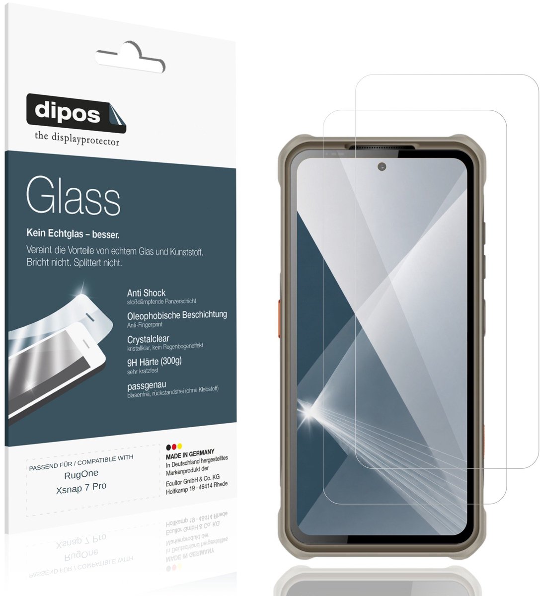 dipos – 2x Pantserfolie geschikt voor RugOne Xsnap 7 Pro | 9H Screenprotector