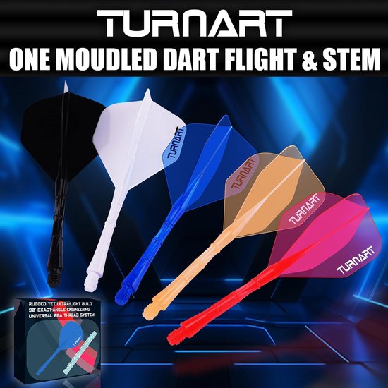 Turnart Darts Integrated Dart Flights and Shafts 2BA No.2 Shape and Medium Design One Moulded Dart Flight for All Dart - ShopVlot — afbeelding 4