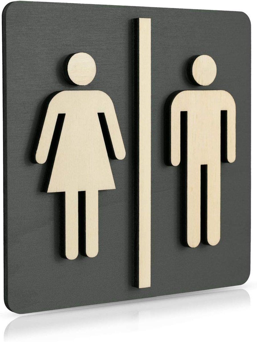 WC Shield Walnut Dark Wood Toilet Shield Toilet Door Shield Ladies Men Icon (Anthracite 14x14cm) Art.Nr. 4002 - ShopVlot