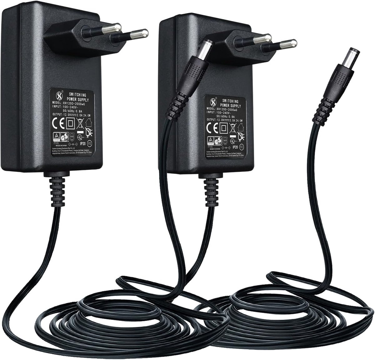 2 Pack 12V 2A/2000mA Power Adapter, AC 100-240V 50/60Hz to DC 12V 2A/2000mA 24W 5.5x2.1mm Wall Charger, Medium - ShopVlot