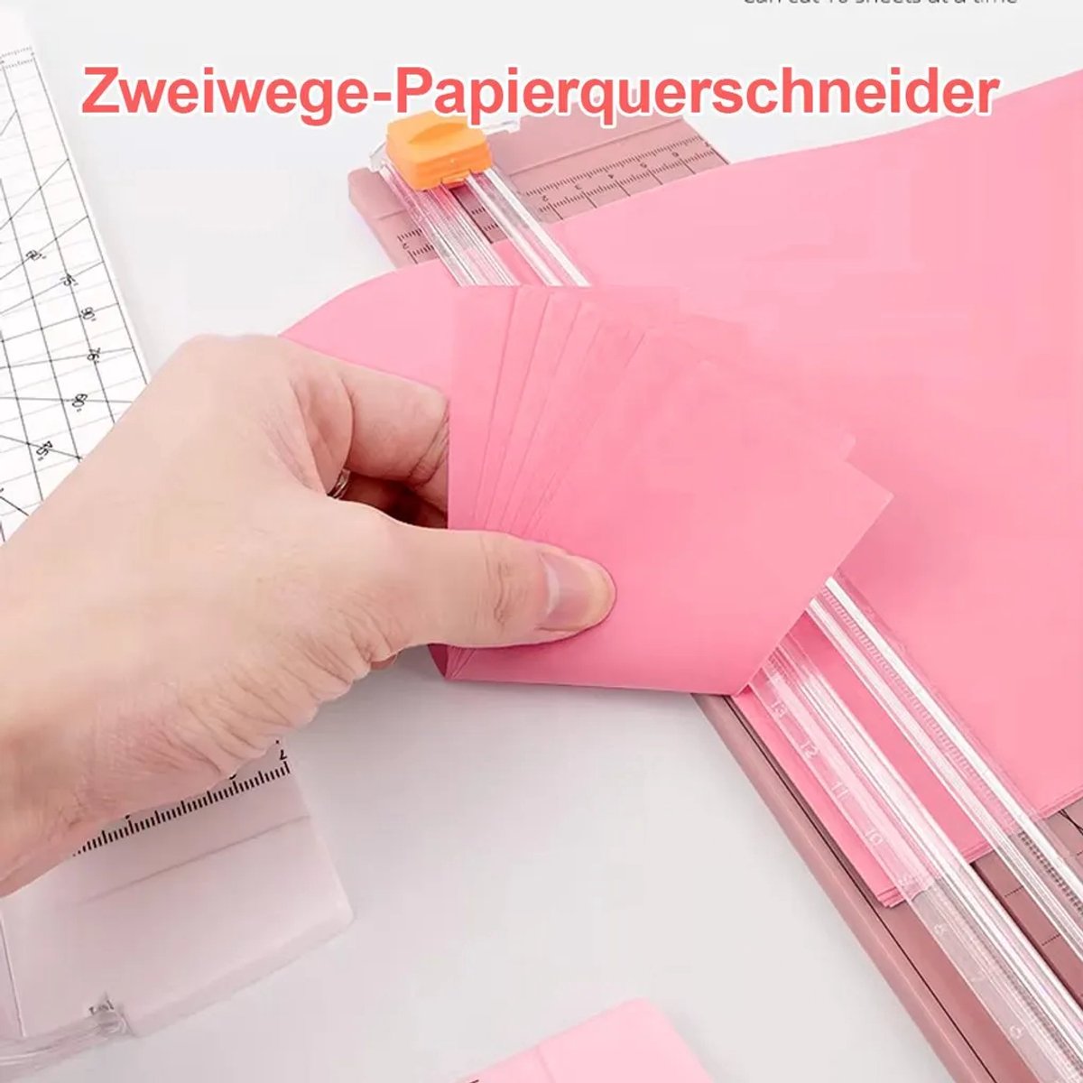A4-papiersnijder, draagbare papiersnijder Geschikt voor snijgeleider, papiersnijder Geschikt voor thuis/kantoor, roze.