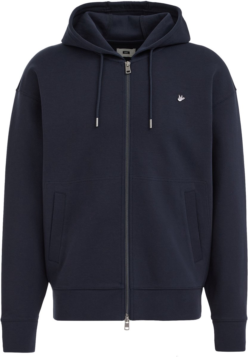 WE Fashion Heren boxy fit hoodie van interlock met embroidery