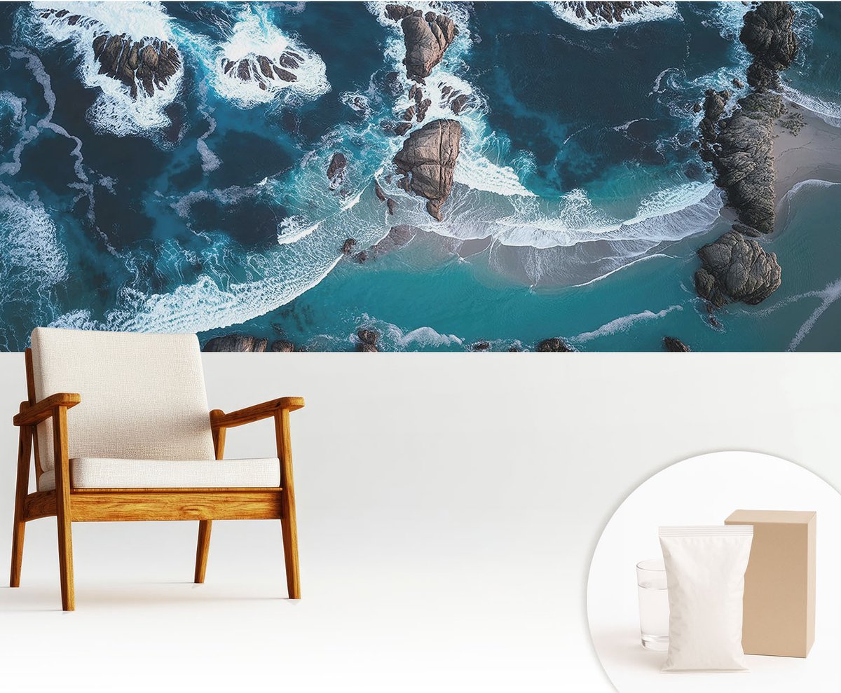 Wallfluent Fotobehang - Marine Vliesbehang - 250x104 cm - Oceaangolven Muurschildering - Gang behang Landschappen - Fotobehang Vlies - Gang behang