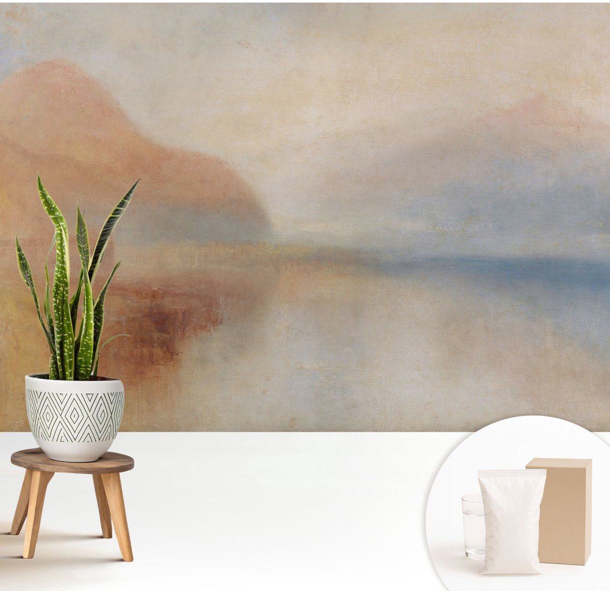 Wallfluent Fotobehang - Romig Vliesbehang - 208x146 cm - Etherisch Landschap Muurschildering - Gang behang Landschappen - Fotobehang Vlies - Gang behang