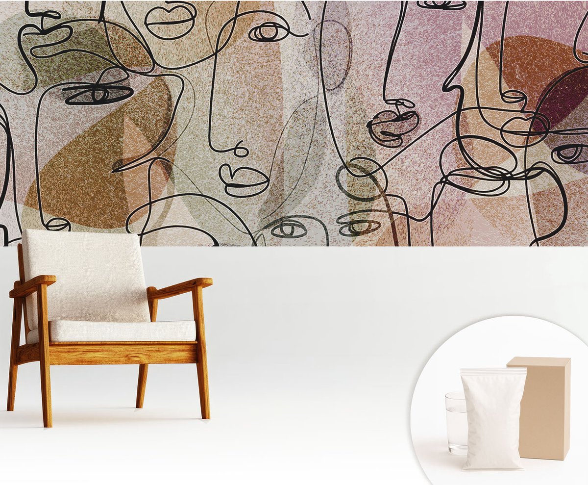 Wallfluent Fotobehang - Zwart Vliesbehang - 250x104 cm - Lineaire Vlakken Fotobehang Vlies - Woonkamer behang Deel - Muurschildering - Hal behang