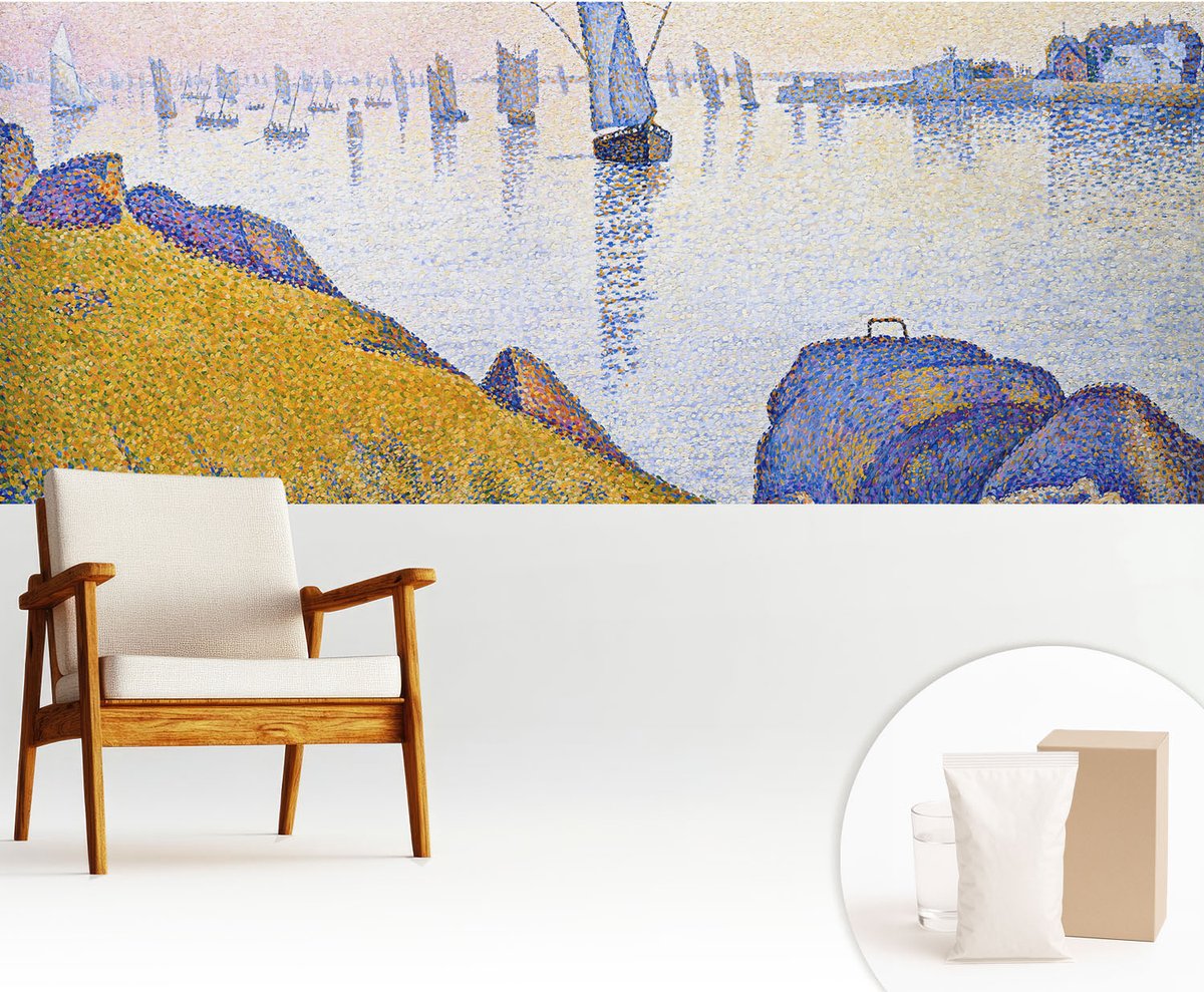 Wallfluent Fotobehang - Geel Vliesbehang - 250x104 cm - Zeilreflectie Muurschildering - Slaapkamer behang Deel - Fotobehang Vlies - Gang behang