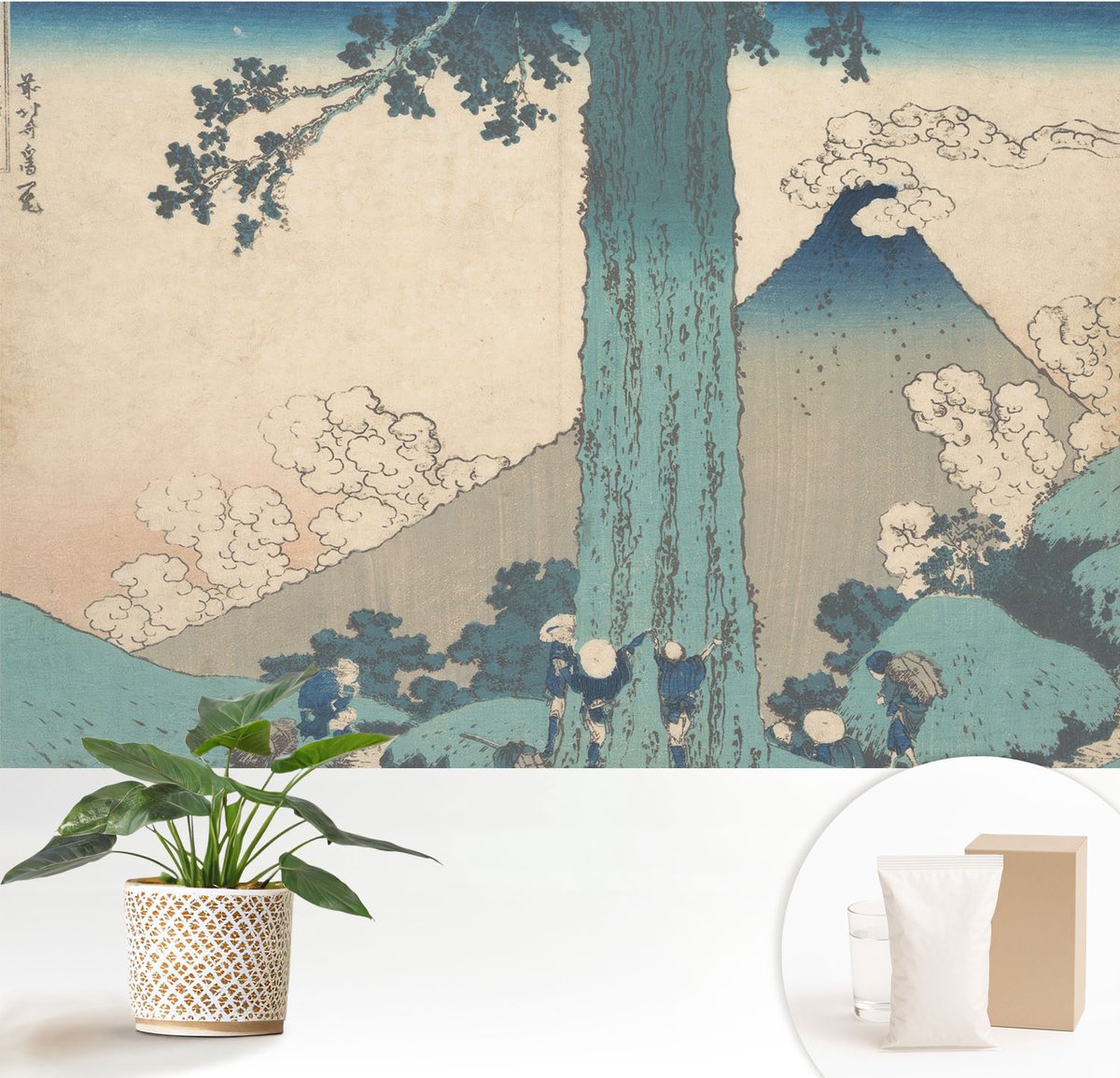 Wallfluent Fotobehang - Blauw Vliesbehang - 152x104 cm - Bergpanorama Fotobehang Vlies - Woonkamer behang Landschappen - Muurschildering - Woonkamer behang