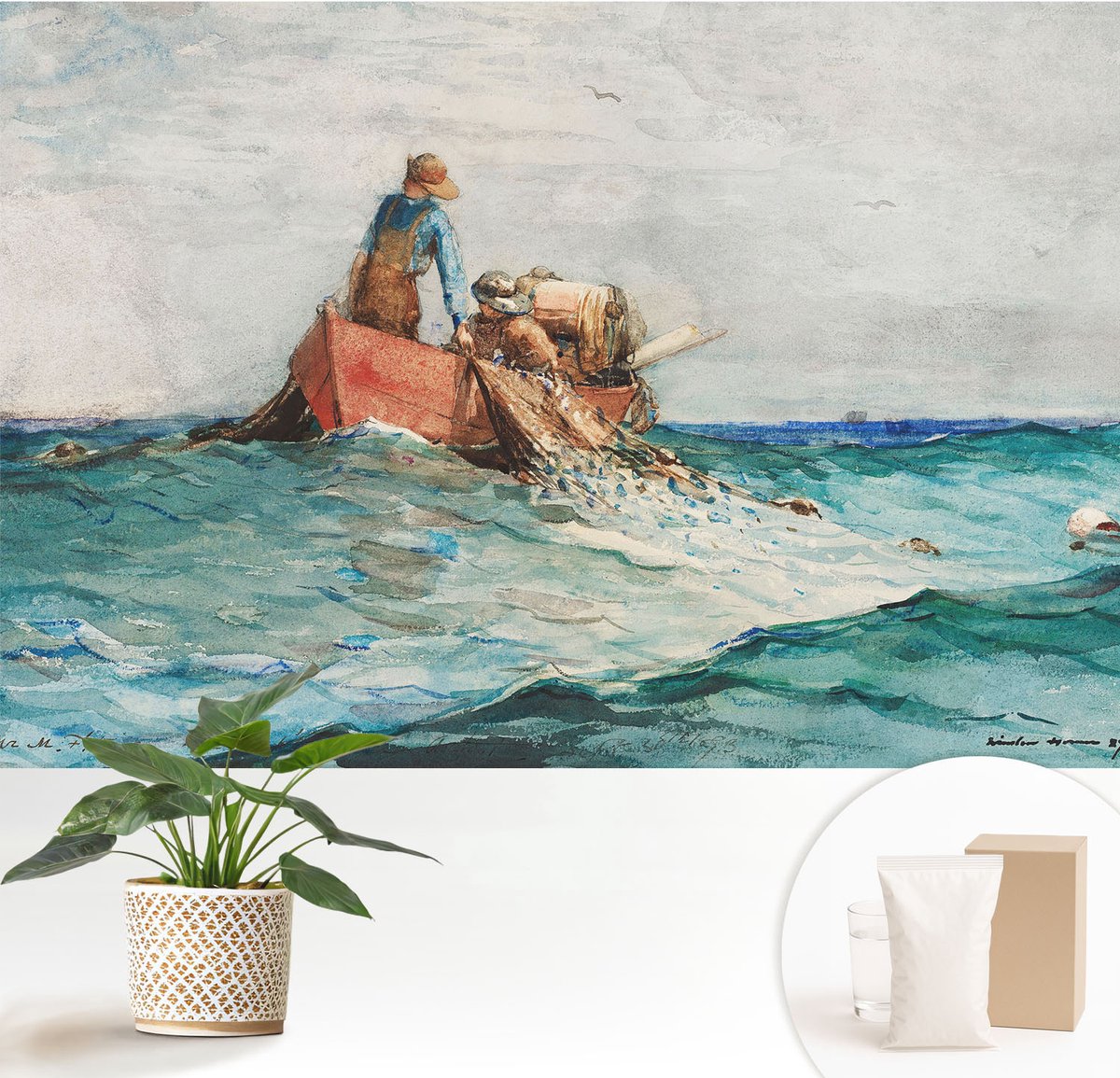 Wallfluent Fotobehang - Blauw Vliesbehang - 152x104 cm - Zee-Expeditie Muurschildering - Slaapkamer behang Landschappen - Fotobehang Vlies - Slaapkamer behang