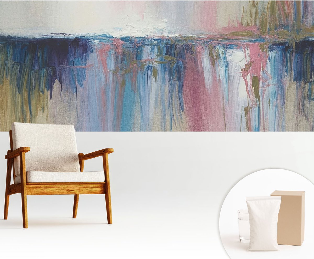 Wallfluent Fotobehang - Grijs Vliesbehang - 250x104 cm - Kleurrijke Abstractie Muurschildering - Gang behang Abstractie - Fotobehang Vlies - Slaapkamer behang