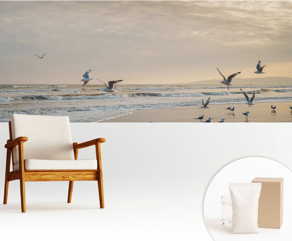 Wallfluent Fotobehang - Zwart Vliesbehang - 250x104 cm - Rust Aan Zee Fotobehang Vlies - Woonkamer behang Landschappen - Muurschildering - Hal behang