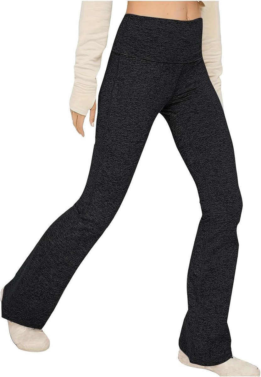 Yoga legging, flared, grijs, stretch, buxton, katoen, dicht, sportlegging