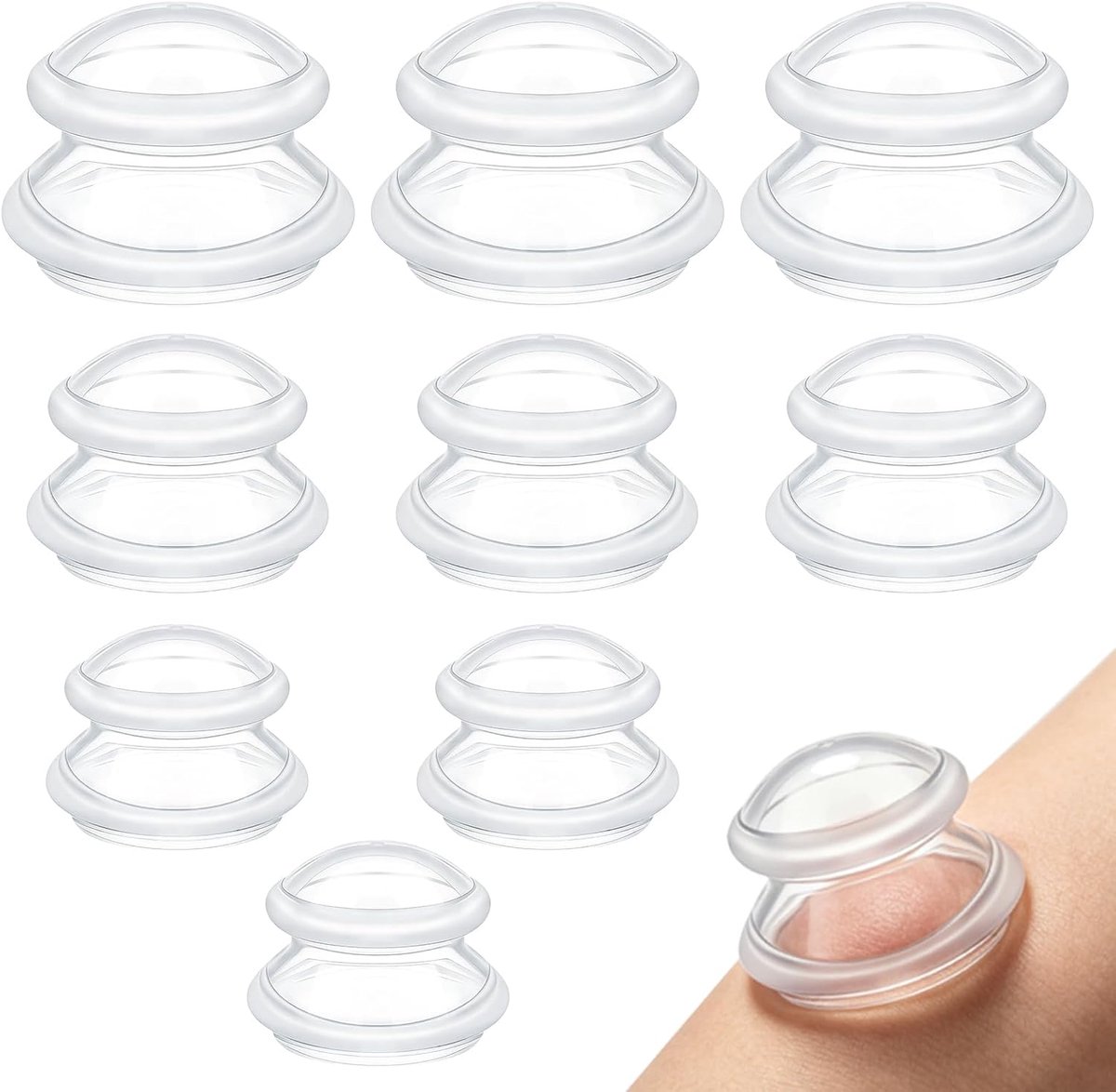 Siliconen cups 9 stuks - transparant - 3 maten - anti-cellulitis - ontspanning - ShopVlot