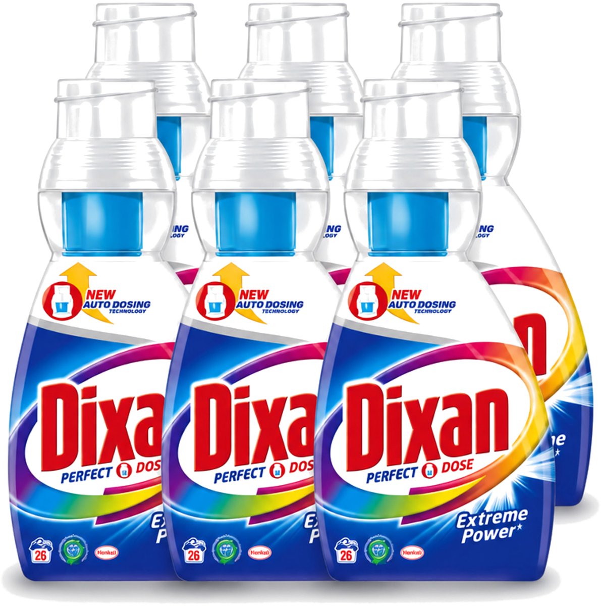 6 x Dixan Perfect Dose - Vlekkenkampioen - Extreme Power - Witte, Gekleurde & Zwarte Was - 26 Wasbeurten - Voordeelverpakking - 6 stuks