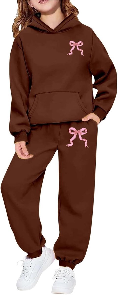 Casual tweedelige set voor meisjes, hoodie en broek met letterprint, modieus en comfortabel, ideaal voor dagelijks gebruik, zachte mix.