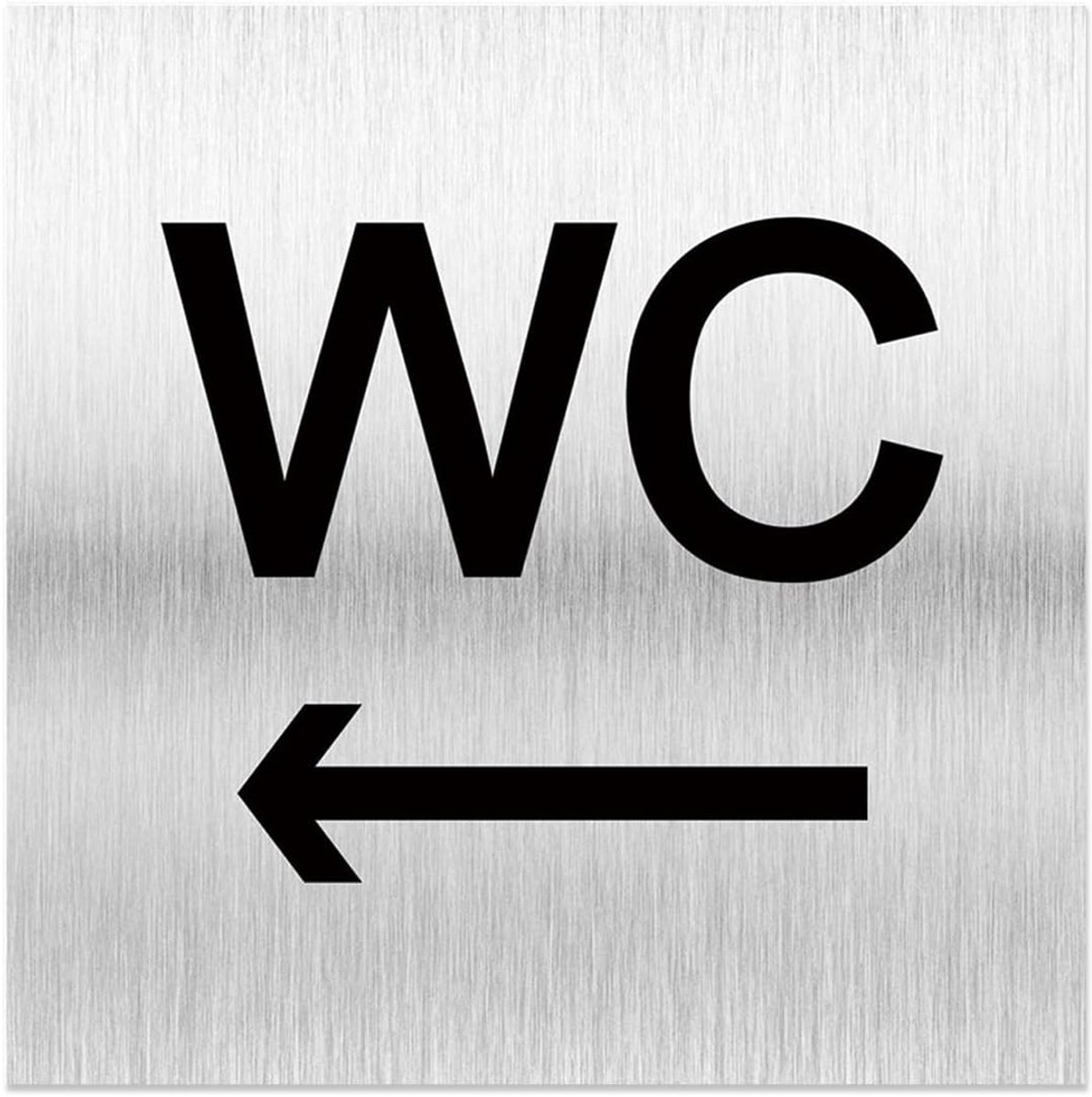 Toiletborden voor de deur, aluminium toiletbord met WC-symbool en zelfklevende achterkant. 12 * 12 cm voor thuis, kantoor, restaurant en commercieel gebruik (Stijl 2, Links)