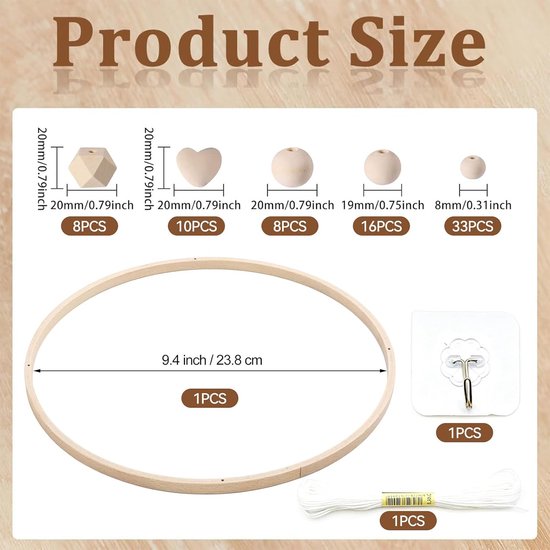 Houten mobiel frame, houten mobiel frame windgong bedbel kit — afbeelding 2