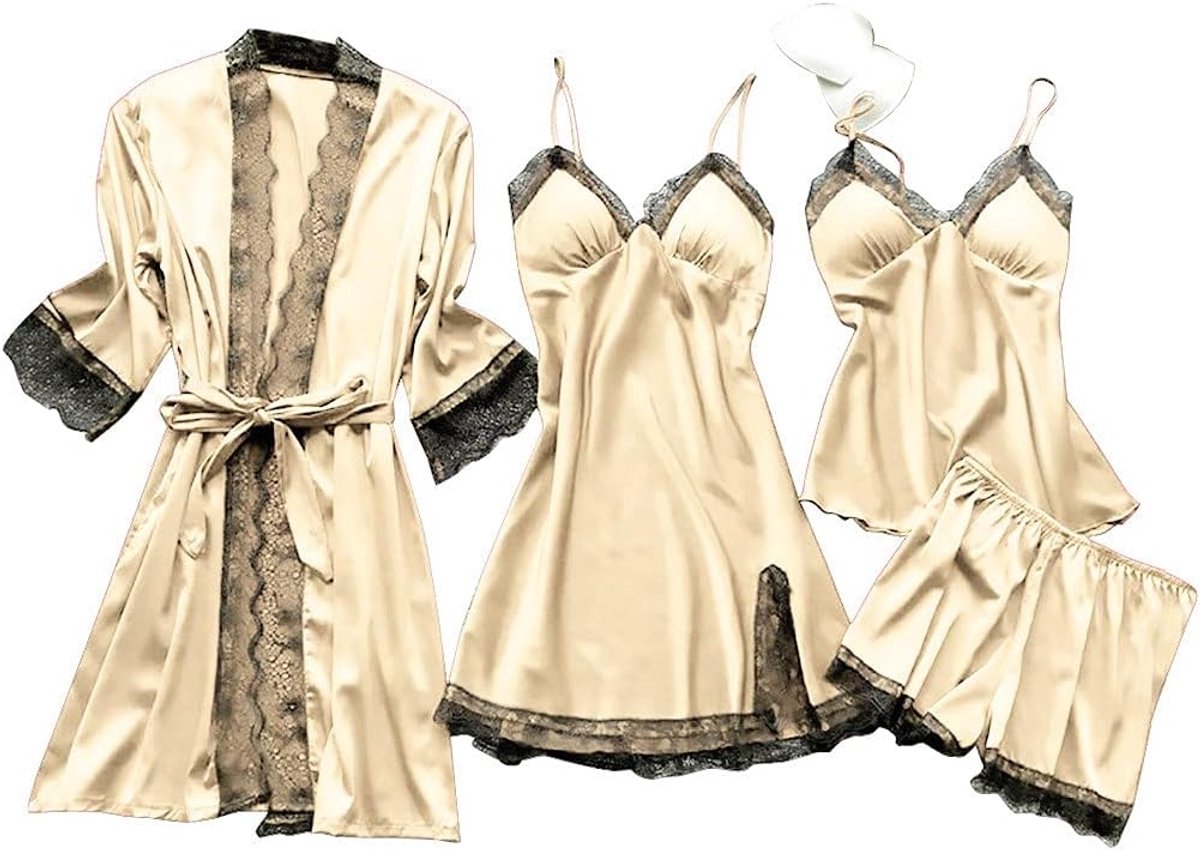 Lingerie voor dames, satijn, chic, elegant, babydoll, nachtkleding, zijdeachtig, huwelijksreis, cadeau luxe A464