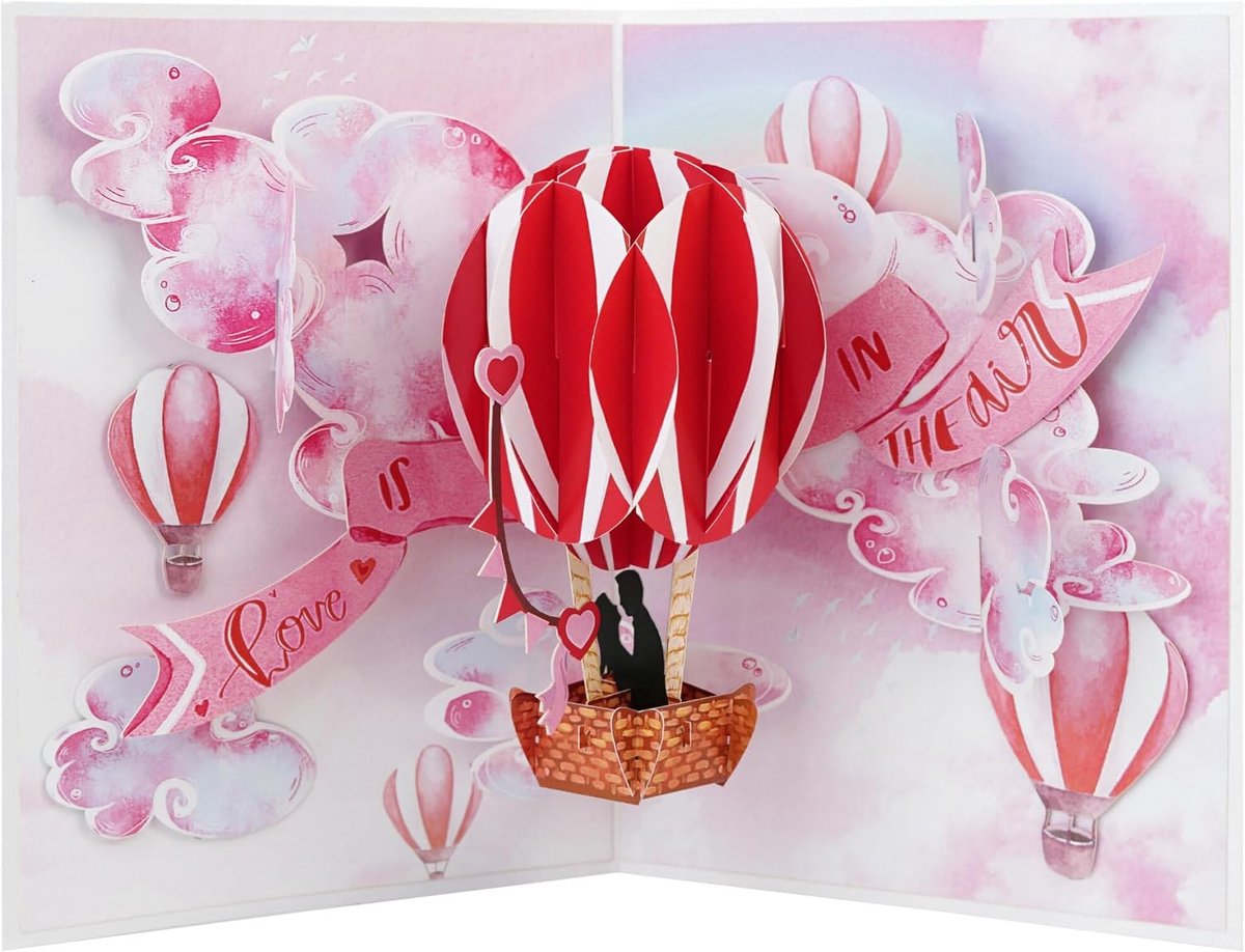 3D pop-up kaart heteluchtballon liefde