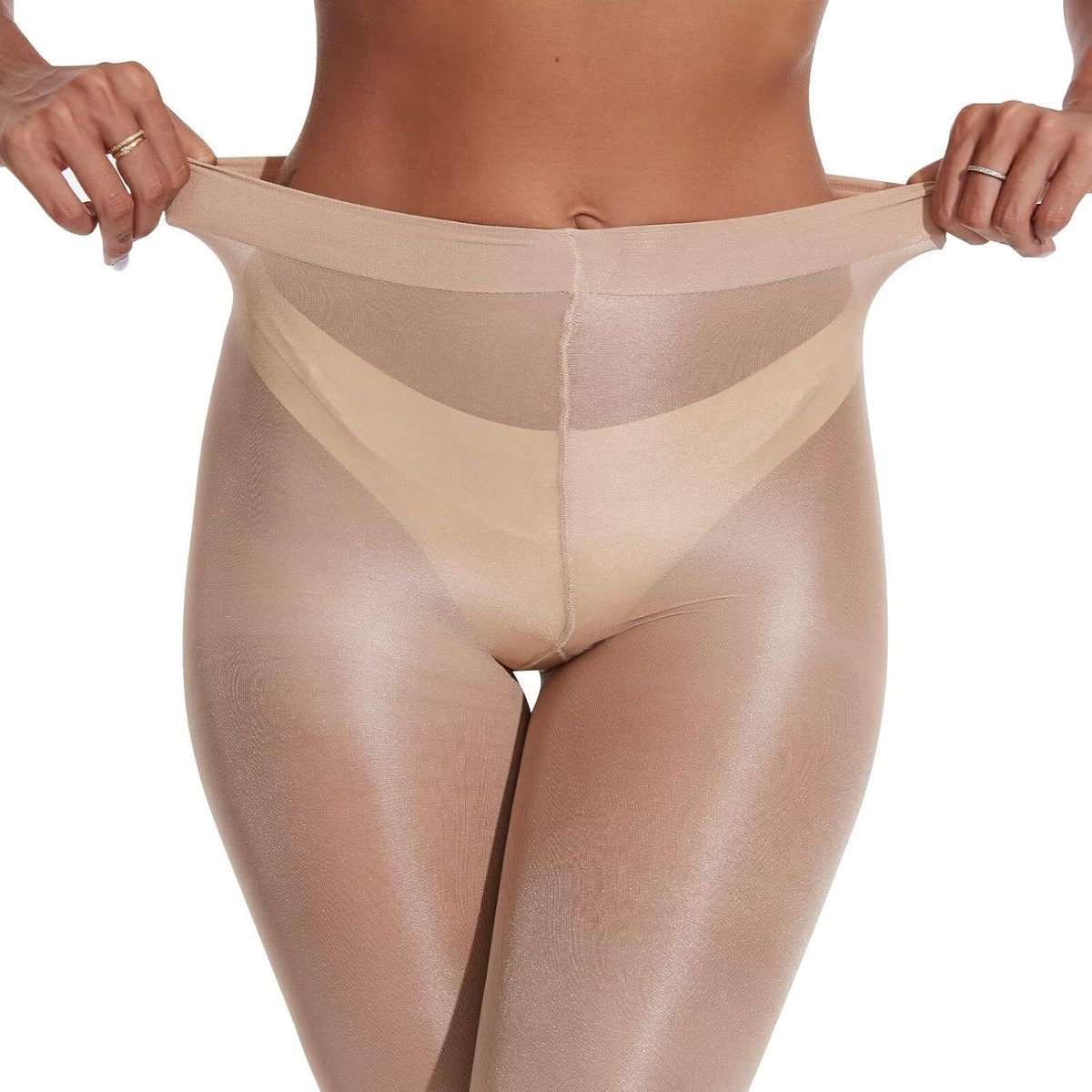 Panty's met hoge taille, 50D hoge stretch glanzende vormende panty voor perfecte definitie