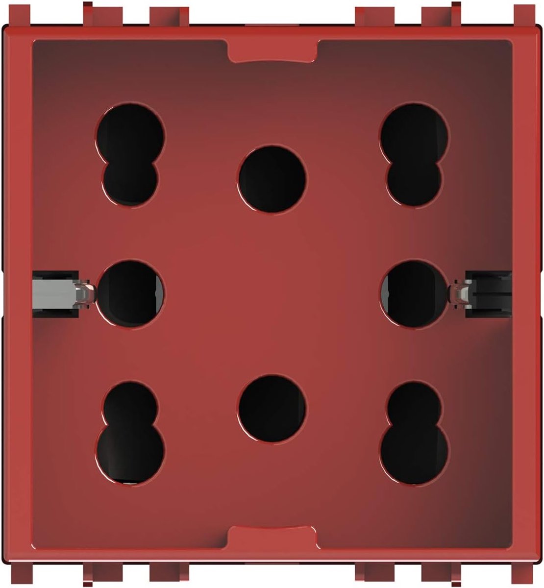 4Box 4B.V14R.H21 Multistandaard stopcontact 1 Schuko of 2 bipass, compatibel met Vimar Plana, 250 V, rood