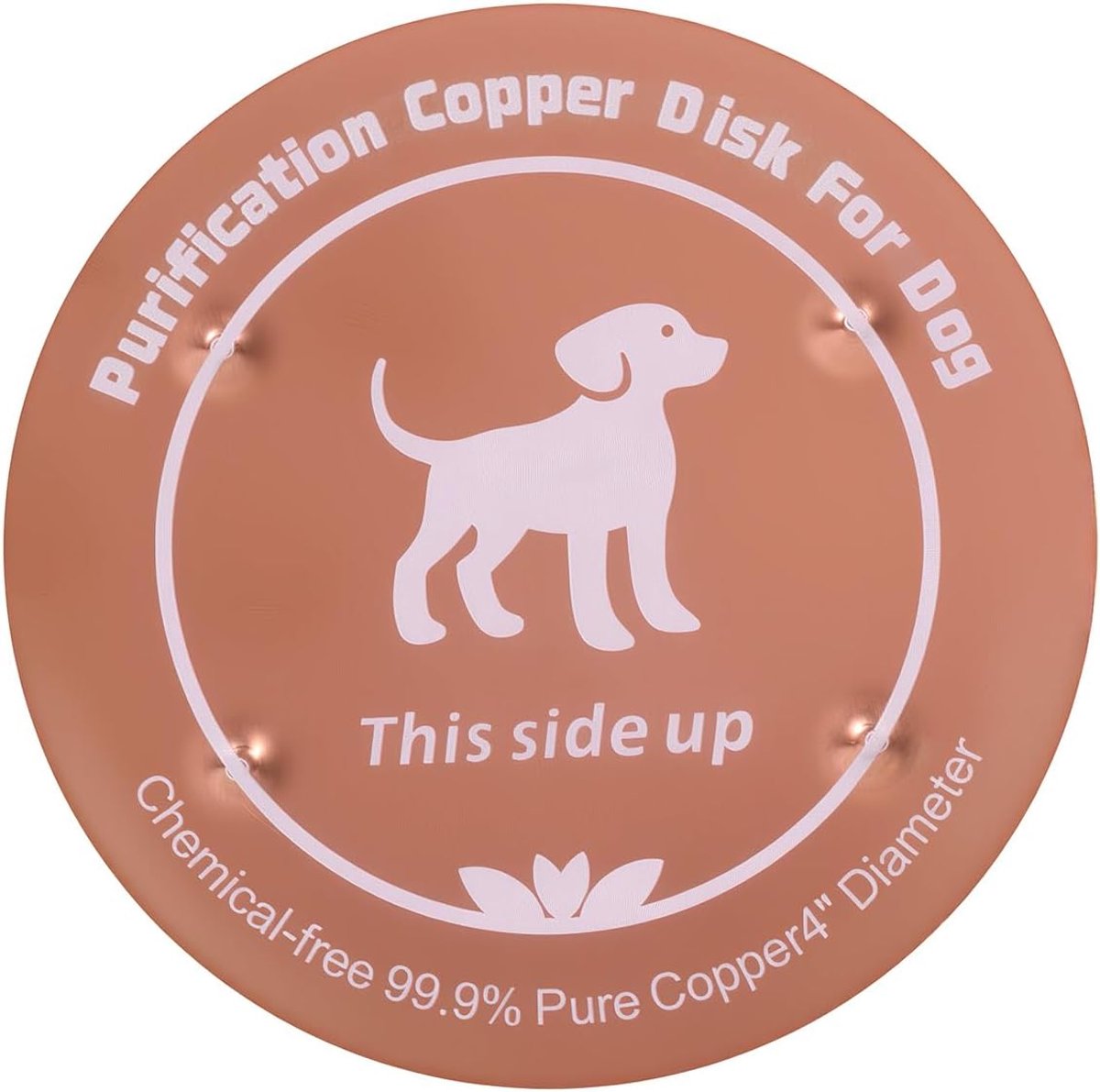 Koperen Schijf voor Hond Waterbak Dispenser, 10cm 99.99% Puur Koper Huisdier Zuiveringsschijf voor Hondendrinker 4-Punts Ondersteuning Jaarrond Gebruik Natuurlijk Gereinigd Effectief Reinigend