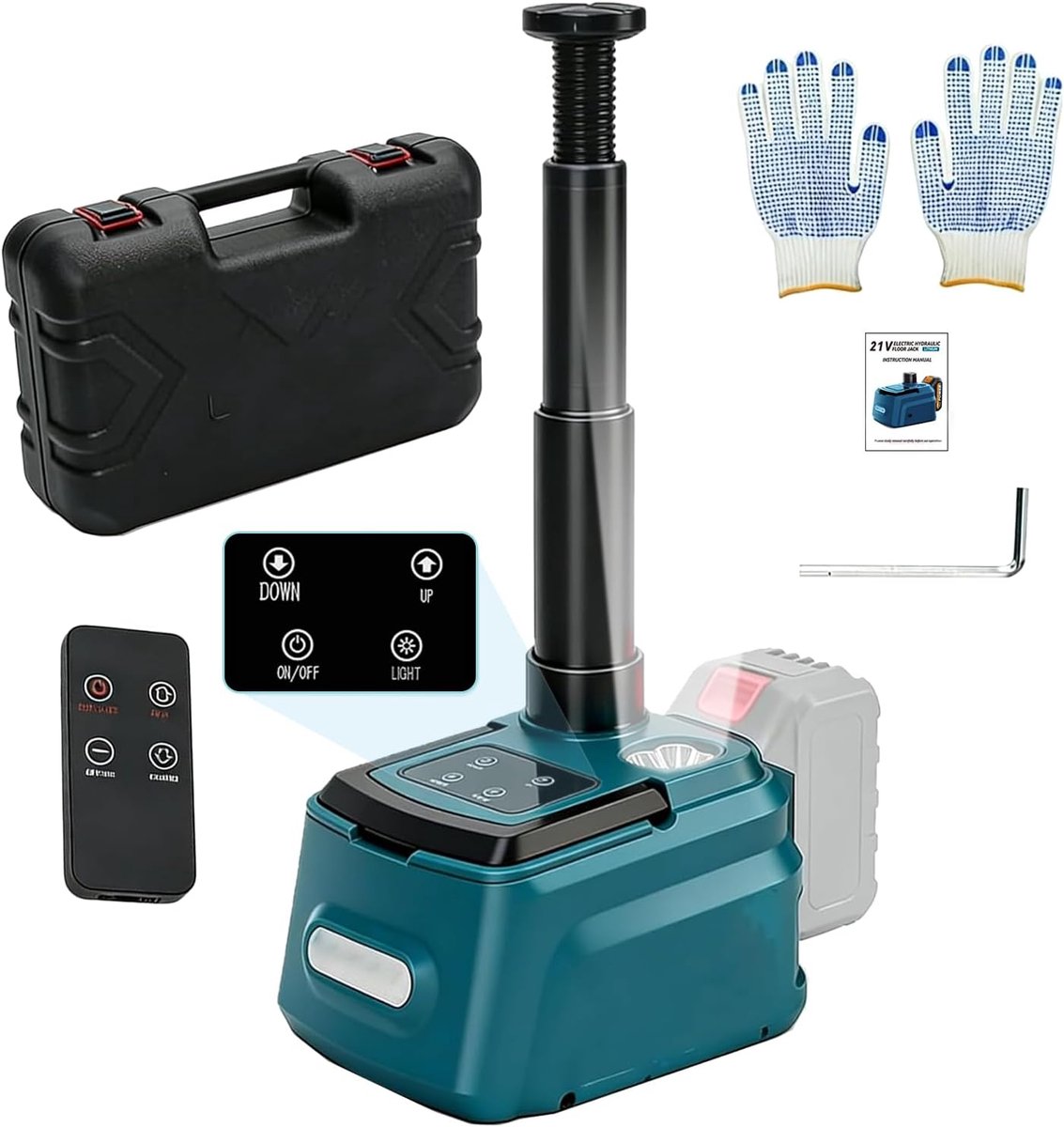 Krik 5T voor Makita 18V-21V accu, draadloze draagbare krik met ledlicht, 155-450 mm hefhoogte, perfect voor auto, SUV, vrachtwagen, auto, bandenwissel en werkplaatsreparaties, stijl B