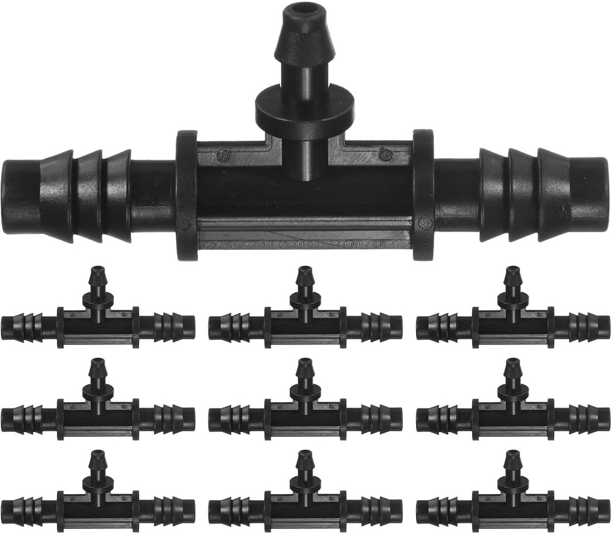 10 stuks druppelirrigatie weerhaak fittingen 3/8 tot 1/4 inch thee slangverbinders plastic 3-weg TEE koppeling voor broeikas / aquarium / tuin irrigatiesysteem druppelirrigatie onderdelen