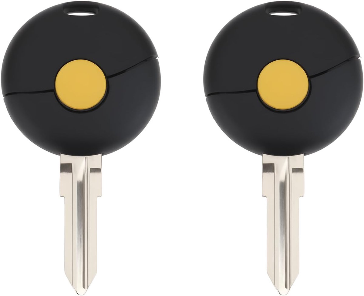 2 Stks 1-Knop Autosleutel Shell YM23 Blade Compatibel met Smart Cabrio 50 2000-2004