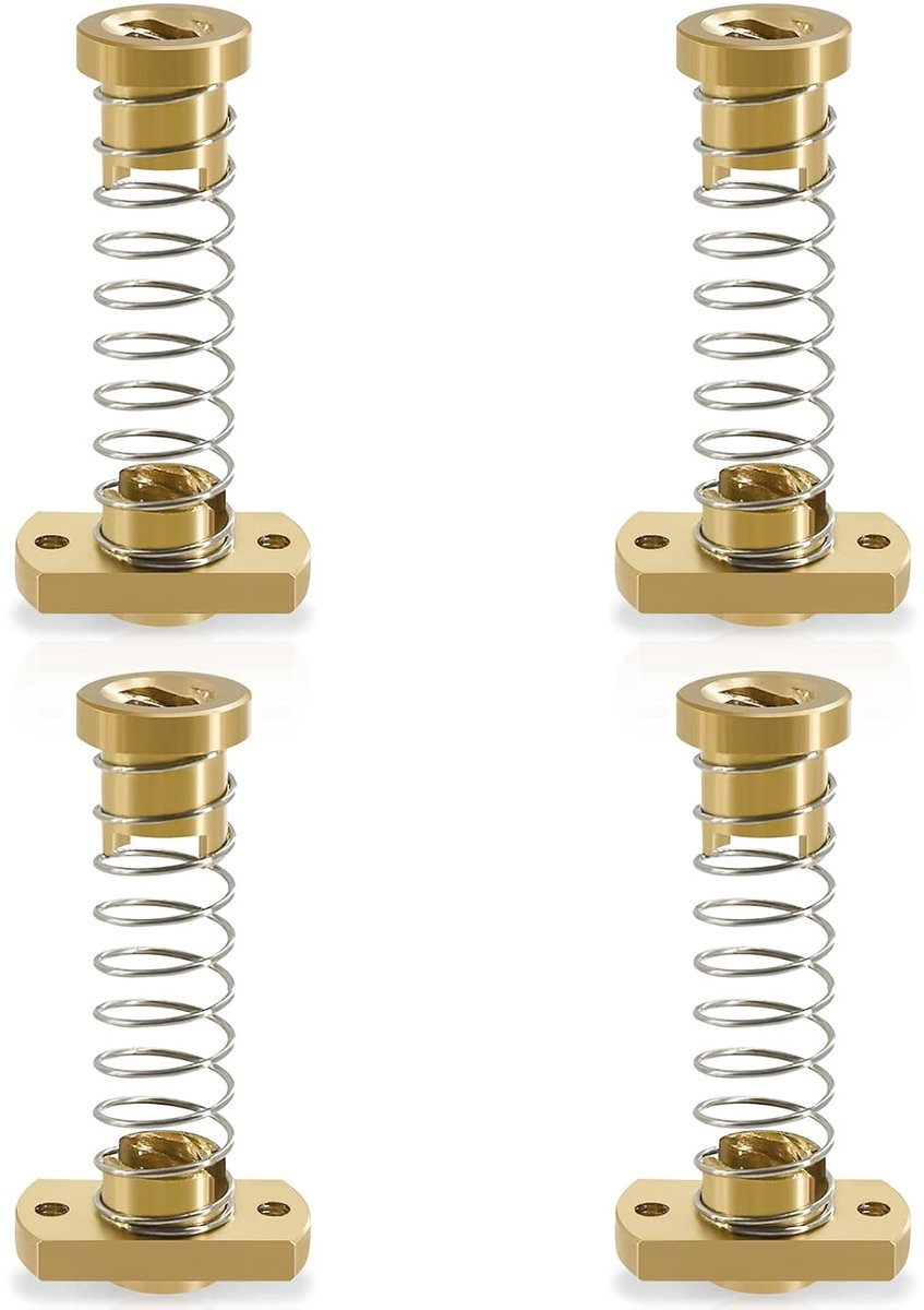 4pcs T8 Anti-Recoil Nut Brass Backlash Split Nut Spring Loaded for Ender CR Tornado 3D Printer CNC Z Axis 8mm Acme - ShopVlot