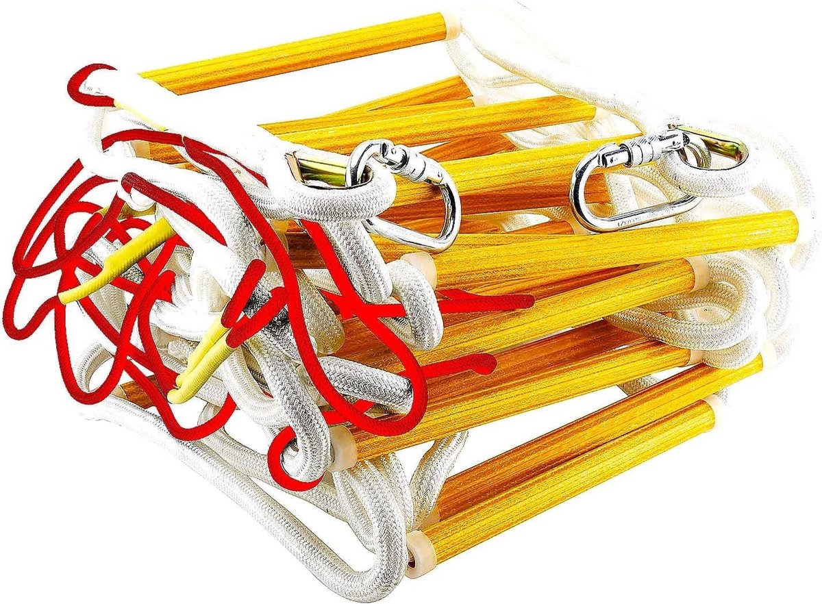 Rope Ladder Fire Escape 4 Stories House - Ladder Rope 10m with Carabiners - Rescue solution in case of fire emergency - ShopVlot