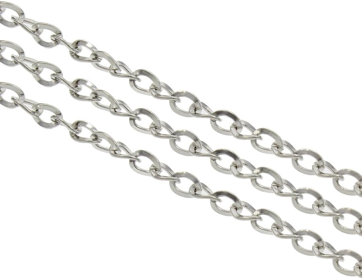 Ketting 3 x 4 mm - antiek zilver - ovalen schakels - ideaal voor sieraden maken - ShopVlot
