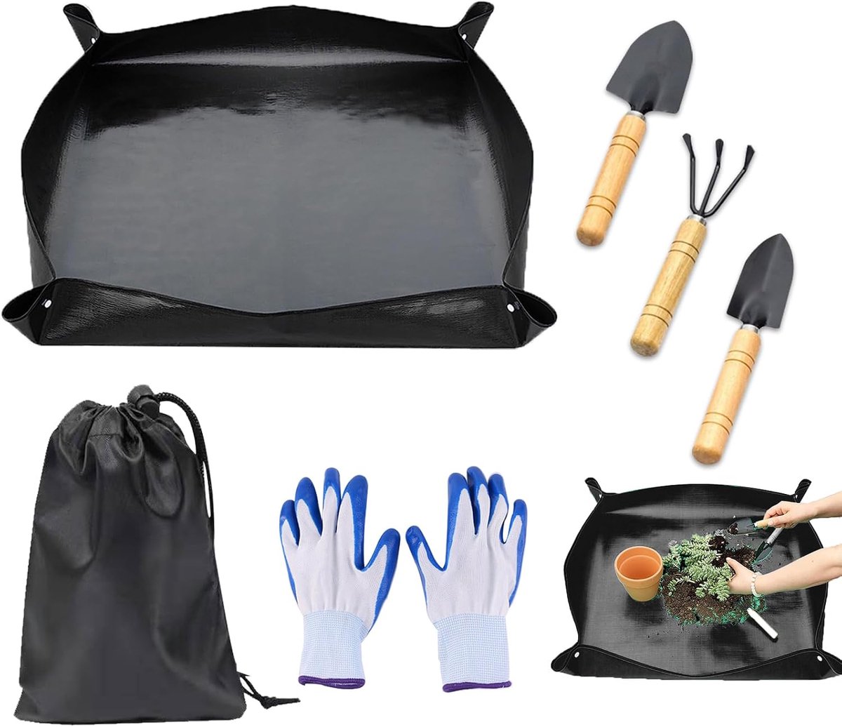 50 x 50 cm Garden Mat for Repotting – Waterproof, Foldable Garden Mat with Garden Tool Set – Perfect for Plant Care - ShopVlot