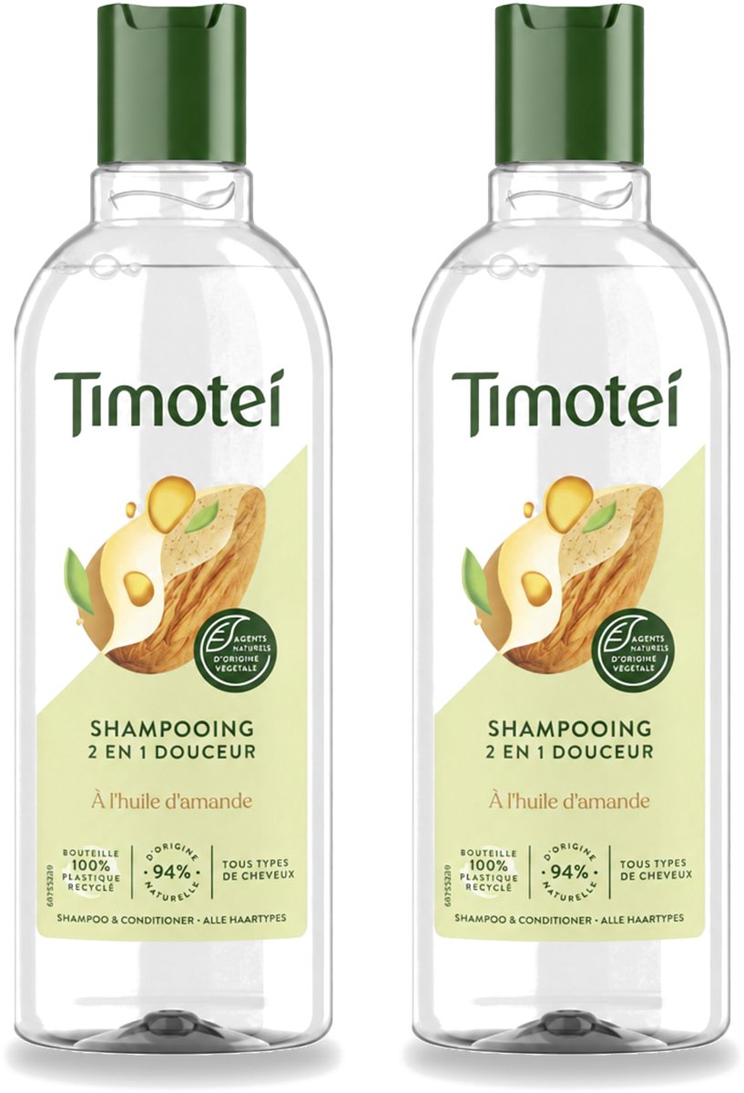 2 x Timotei - Shampoo - Amandelolie - 2in1 - Alle haartypes - 300ml - Voordeelverpakking - 2 stuks