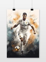 Affiche Cristiano Ronaldo - Dribble Action - Portrait abstrait - Voetbal - affiches - format 30x40cm - Décoration murale - 1290RTB