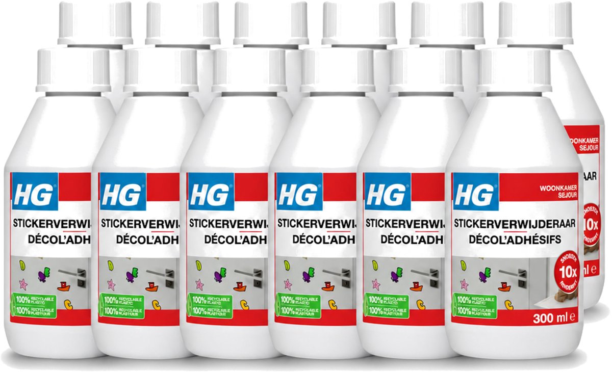 12 x HG - Stickerverwijderaar - Meest Effectief - Verwijdert Eenvoudig - 300 ml - Voordeelverpakking - 12 stuks