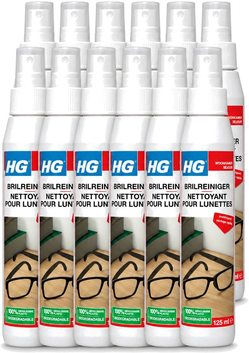 12 x HG - Brilreiniger - Voor Glasheldere Lenzen - 125 ml - Voordeelverpakking - 12 stuks