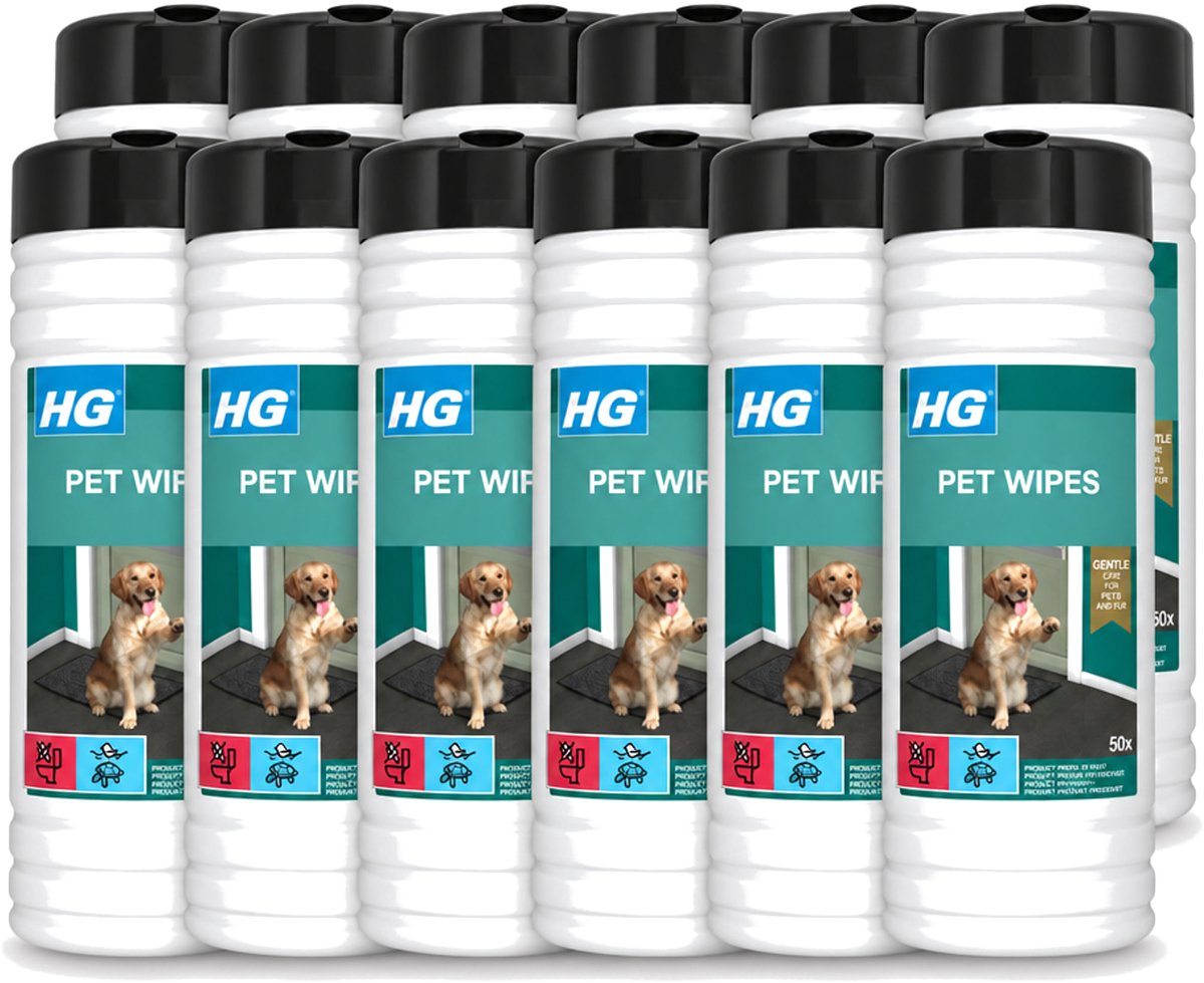 12 x HG - Pet Wipes - Doekjes Voor Huisdieren - 50 Doekjes - Voordeelverpakking - 12 stuks