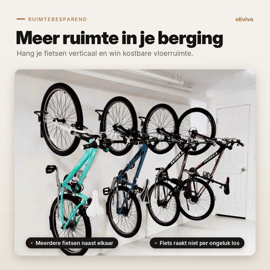 Olivivo® - DELUXE Fiets ophangsysteem ophangbeugel en Muurbeugel draaibaar- Muurhaak - Muurbevestiging voor met de wiel aan de muur - Wandhouder - Fietshaak van Olivivo® — afbeelding 4