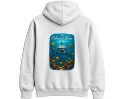 Haaien Hoodie – The Coloured House – Onderwater Outfit – Unisex Hoodie voor Dames & Heren – Origineel Cadeau