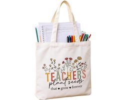 Originele geschenken voor leraren, unieke ideeën voor docenten, ruime boodschappentas voor dagelijks gebruik, 34 x 15 cm, ideaal voor strand en boodschappen