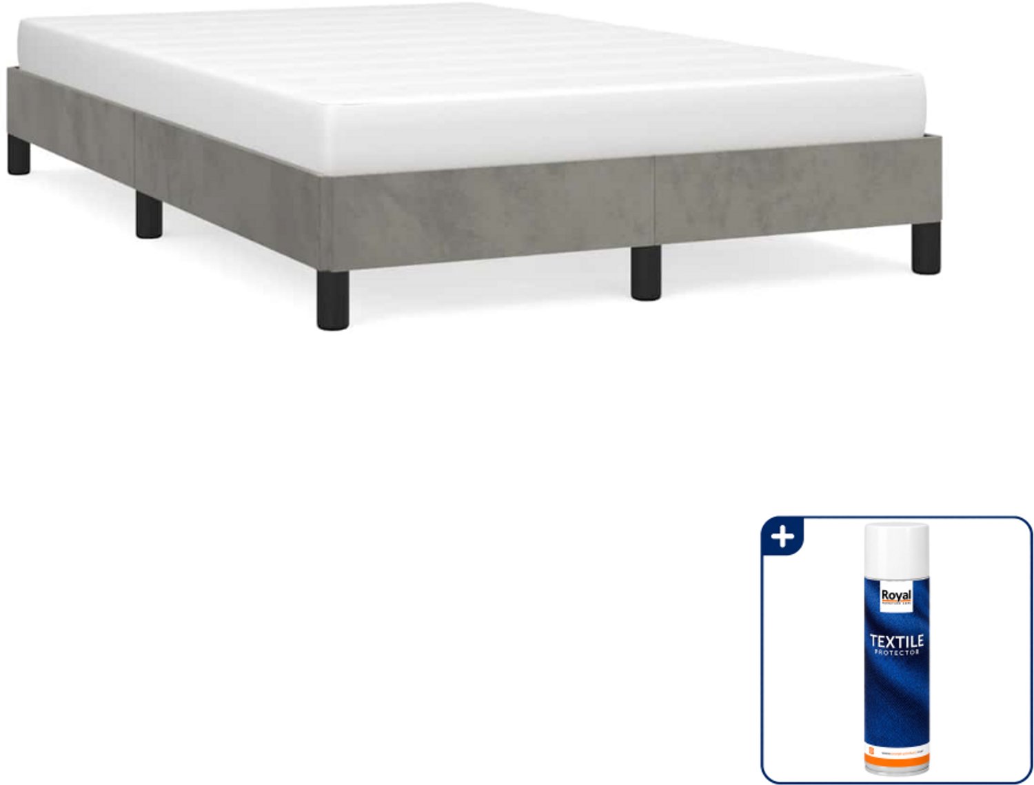 vidaXL bedframe - 120 x 190 cm - fluweel - lichtgrijs - Inclusief textielbeschermer 500 ml