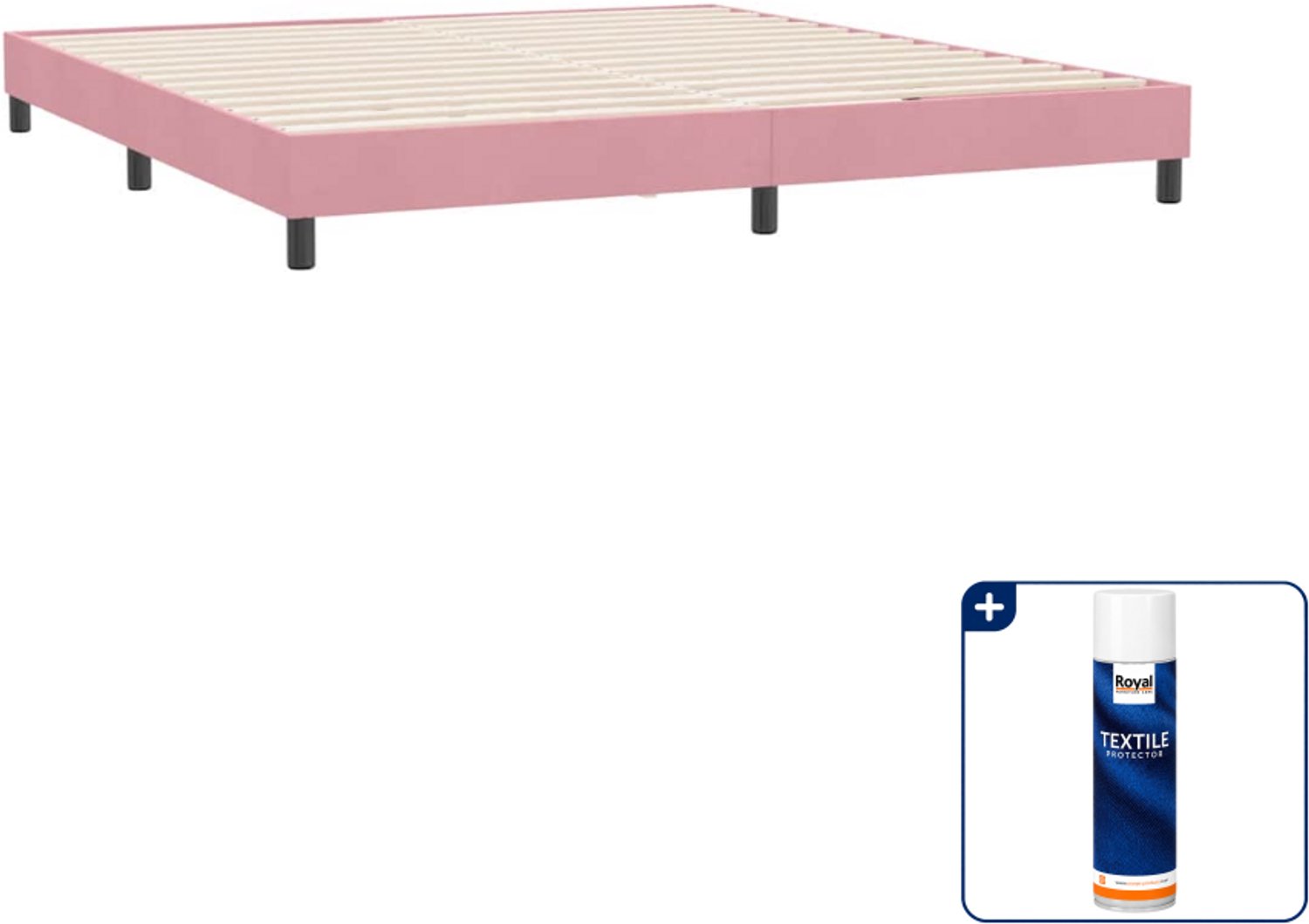 vidaXL Bedframe - Kingsize - 180 x 220 cm - fluweel - roze - Inclusief textielbeschermer 500 ml