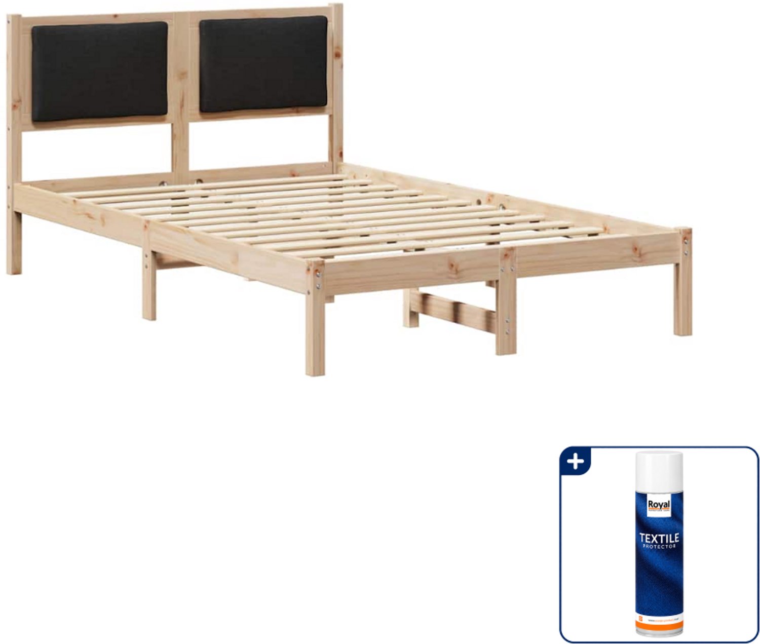vidaXL bedframe - 120 x 200 cm - massief grenenhout - zwart - Inclusief textielbeschermer 500 ml