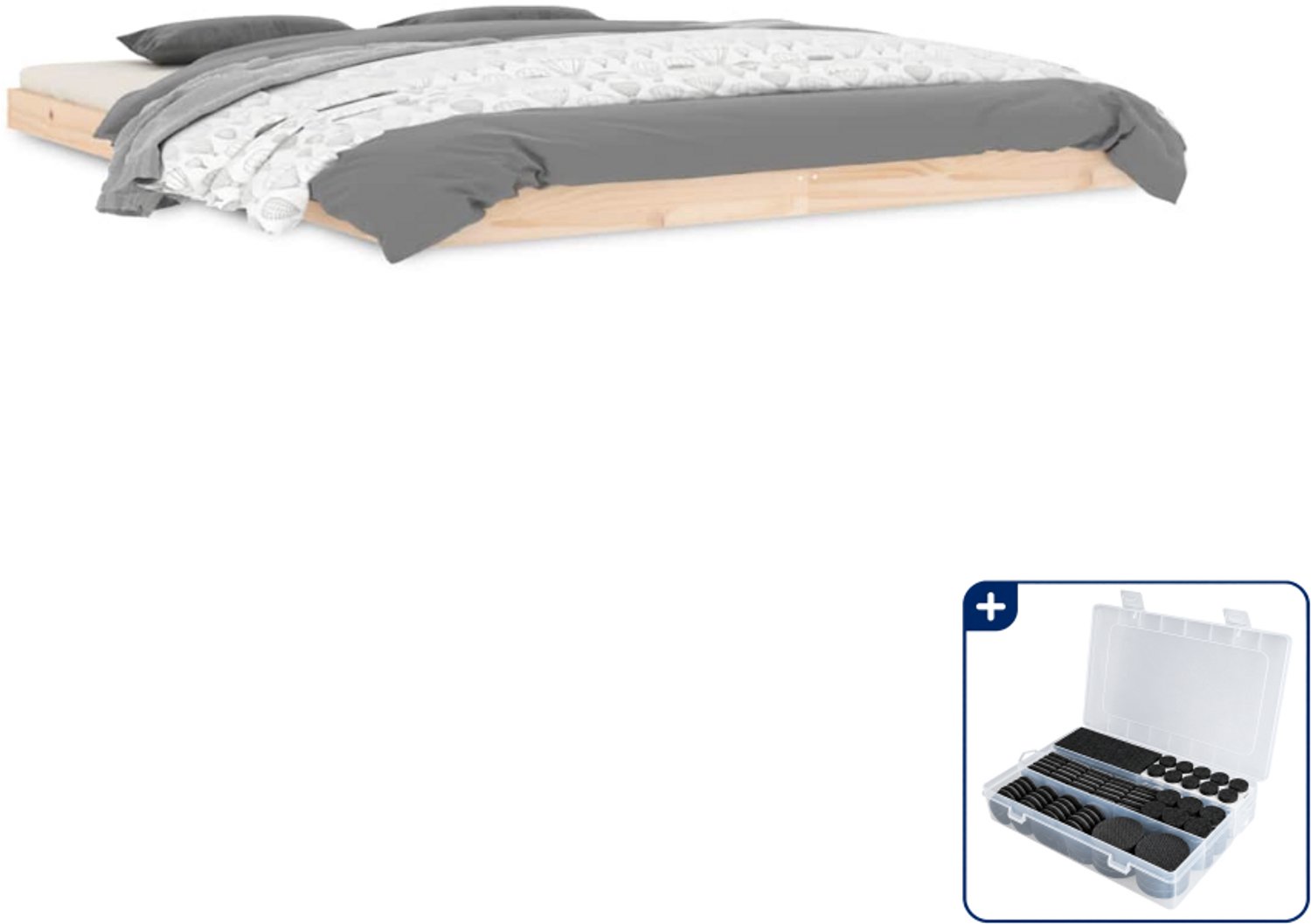 vidaXL bedframe Queensize - 160 x 200 cm - massief grenenhout - Inclusief antikrasvilt 177-delig Bruin