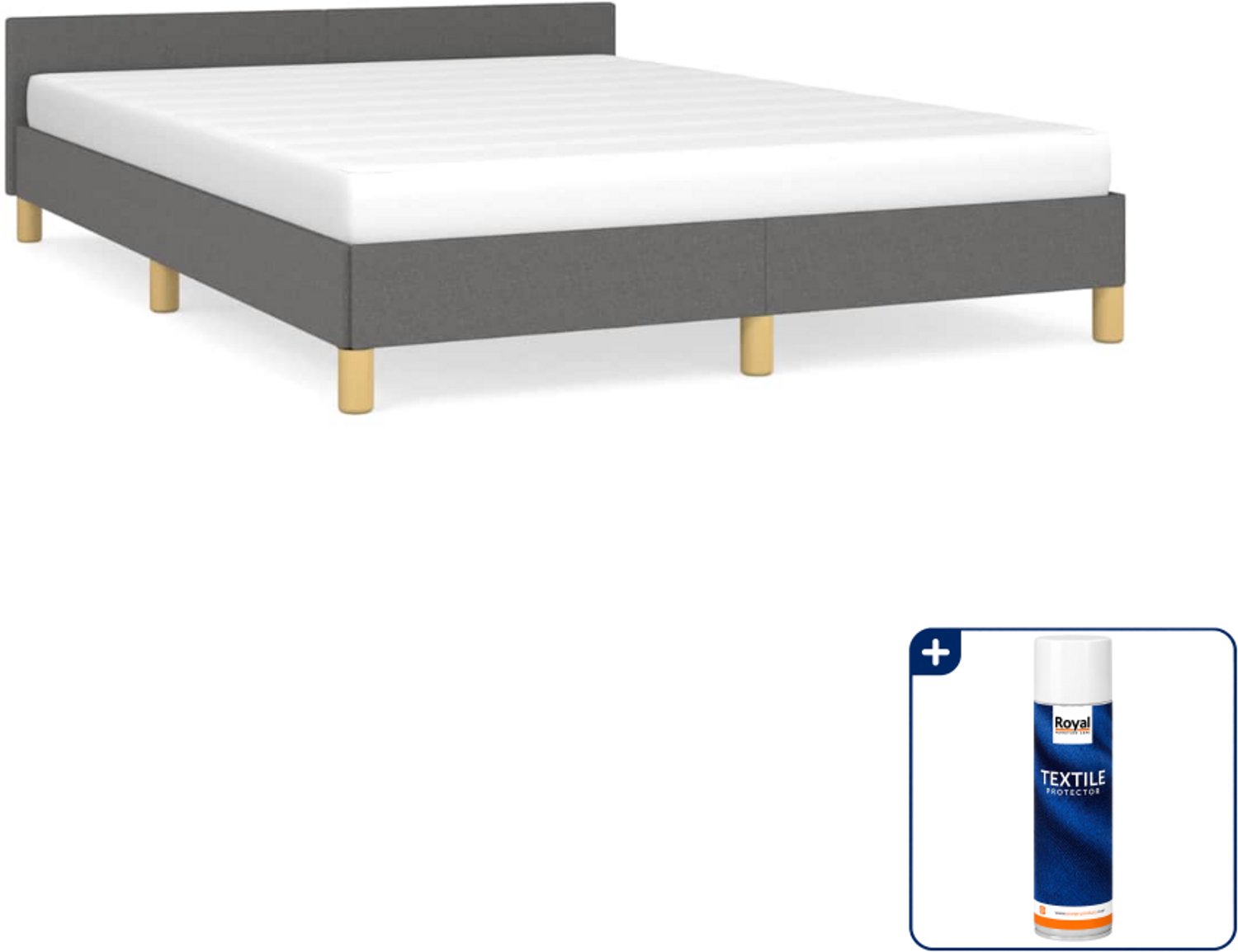 vidaXL bedframe - 140 x 190 cm - stof - donkergrijs - Inclusief textielbeschermer 500 ml