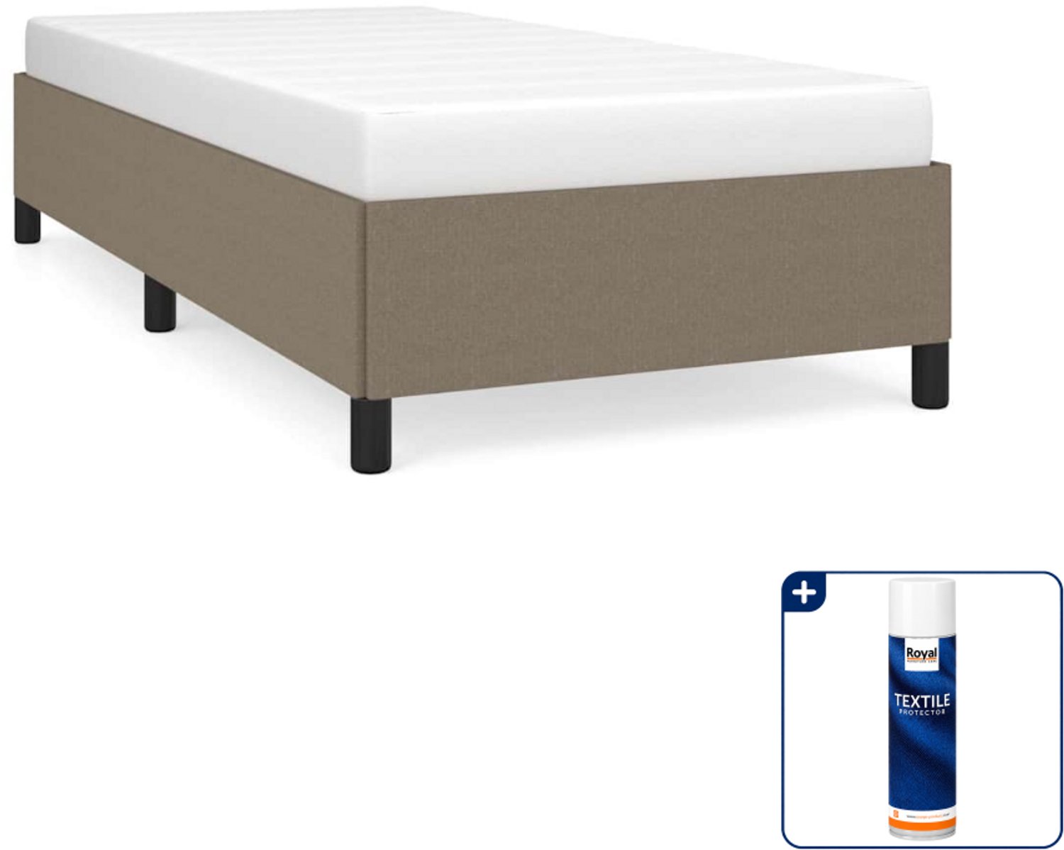 vidaXL bedframe - 90 x 190 cm - stof - taupe - Inclusief textielbeschermer 500 ml