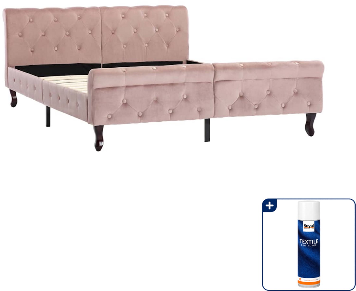 vidaXL bedframe Small double - 140 x 200 cm - fluweel - roze - Inclusief textielbeschermer 500 ml