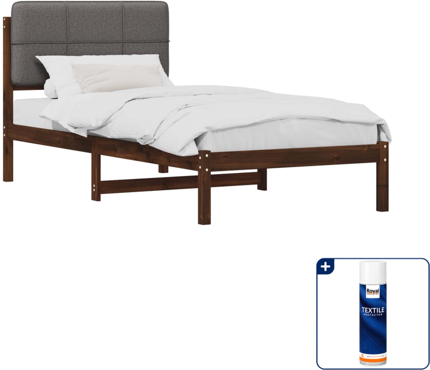 vidaXL Bedframe - 75 x 190 cm - massief acaciahout - donkerbruin - Inclusief textielbeschermer 500 ml