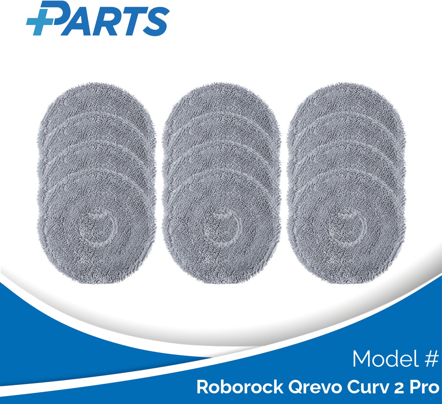 Plus.Parts Roborock Qrevo Curv 2 Pro Dweilpads (12 Stuks, Plus.Parts® alternatief voor 8.02.0453) Overig